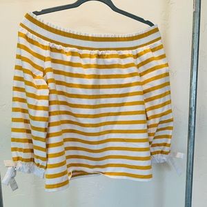 J Crew off the shoulder stripped top